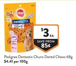 Foodworks Pedigree Dentastix Chunx Dental Chews offer