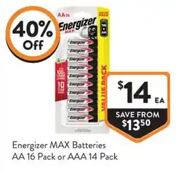 Foodworks Energizer MAX Batteries offer