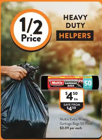 Foodworks Multix Extra Wide Garbage Bags offer