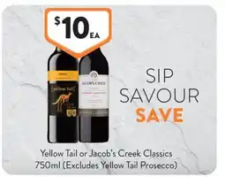 Foodworks Yellow Tail or Jacob's Creek Classics offer