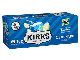 Foodworks Kirks soft drink cans 10 pack x 375ml offer