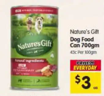 Spar Nature's Gift Dog Food Can offer