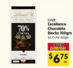 Spar Lindt Excellence Chocolate Blocks offer