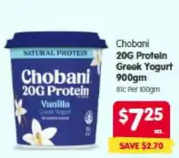 Spar Chobani 20G Protein Greek Yogurt offer