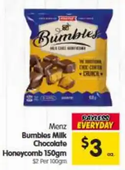 Spar Menz Bumbles Milk Chocolate Honeycomb offer