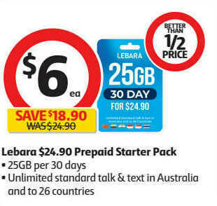 Coles Lebara 24.90 prepaid starter pack offer