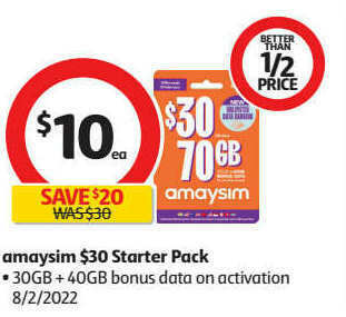Coles Amaysim 30 starter pack offer