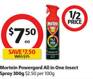 Coles Mortein powergard all in one insect spray 300g offer
