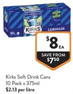Foodworks Kirks Soft Drink Cans offer