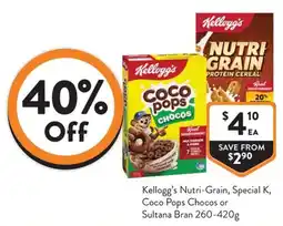 Foodworks Kellogg's Nutri-Grain, Special K, Coco Pops Chocos or Sultana Bran offer