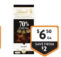 Foodworks Lindt Excellence 70% Cocoa Dark offer