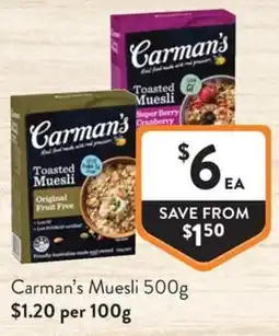 Foodworks Carman's Muesli offer