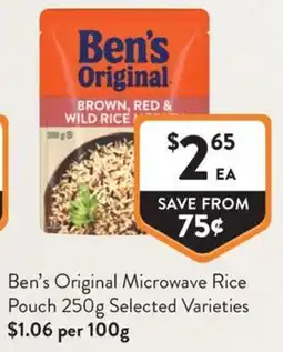 Foodworks Ben's Original Microwave Rice Pouch offer