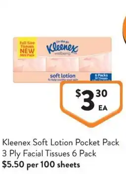 Foodworks Kleenex Soft Lotion Pocket Pack offer