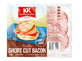 Foodworks Kr castlemaine short cut rindless bacon 630g offer