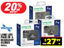 Autopro Long life pack of 2 headlight globes offer