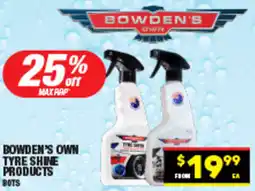 Autopro Bowden's own tyre shine products offer