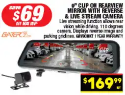 Autopro 9" clip on rearview mirror with reverse & live stream camera offer