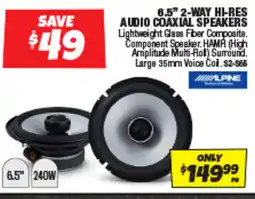 Autobarn 6.5" 2-way hi-res audio coaxial speakers offer