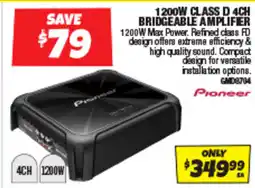 Autobarn 1200w class d 4ch bridgeable amplifier offer
