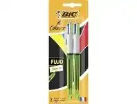 Officeworks BIC 4 Colour Fluo Retractable Ballpoint Pen 2 Pack offer