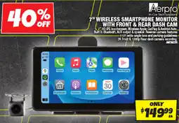 Autobarn 7" wireless smartphone monitor with front & rear dash cam offer