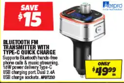 Autobarn Bluetooth fm transmitter with type-c quick charge offer