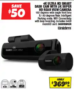 Autobarn 4k ultra HD smart dash cam with 2k super HD rear view camera offer