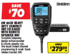 Autobarn 5w 80ch heavy duty compact uhf cb radio with remote speaker mic offer
