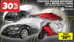 Autobarn Streetwize premium waterproof car & motorcycle covers offer