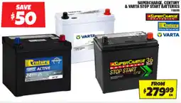 Autobarn Supercharge, century & varta stop start batteries offer