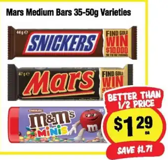 Mars Medium Bars 35-50g Varieties