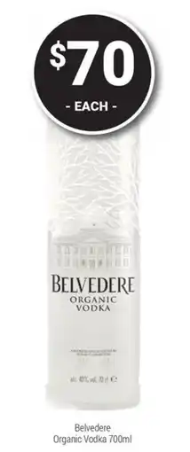 Super Cellars Belvedere Organic Vodka offer