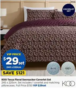 Spotlight KOO Tessa Floral Seersucker Coverlet Set offer