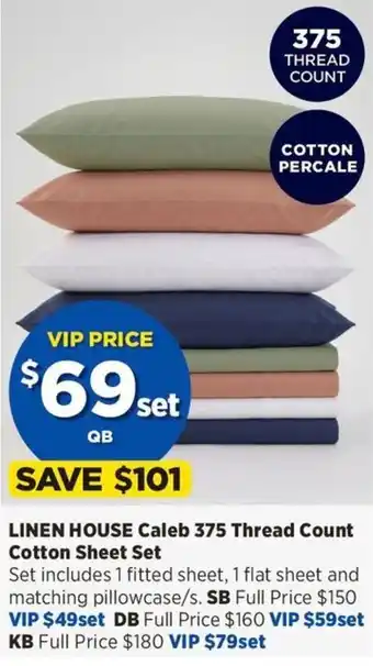 Linens House Caleb 375 Thread Count Cotton Sheet Set