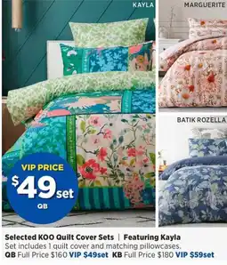 Spotlight Selected KOO Quilt Cover Sets Featuring Kayla offer