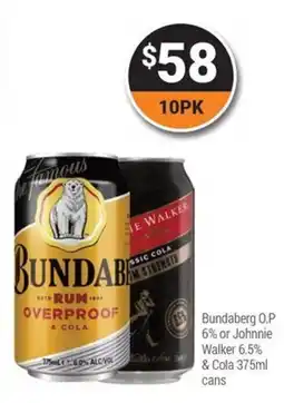 Super Cellars Bundaberg O.P. Rum Overproof & Cola offer
