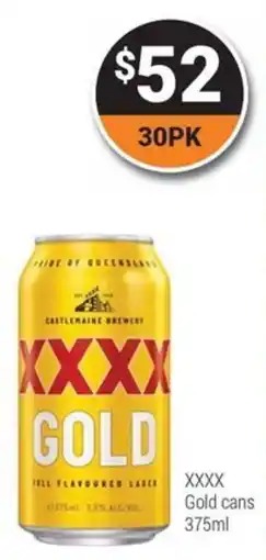Super Cellars XXXX Gold cans offer
