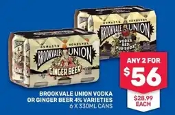 Bottlemart Brookvale Union Vodka or Ginger Beer Varieties offer