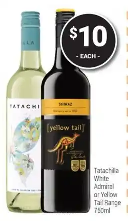 Super Cellars Tatachilla White Admiral or Yellow Tail Range offer