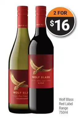 Super Cellars Wolf Blass Red Label Range offer