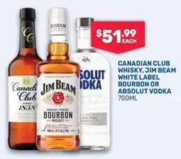Bottlemart Canadian Club Whisky, Jim Beam White Label Bourbon or Absolut Vodka offer
