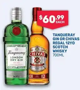 SipnSave Tanqueray London Dry Gin or Chivas Regal 12YO Scotch Whisky offer