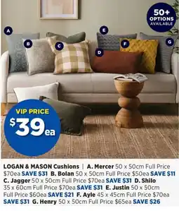 Spotlight Logan & mason cushions offer