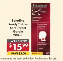 Pharmacy4Less Betadine Ready To Use Sore Throat Gargle offer