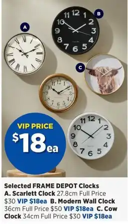 Spotlight Selected frame depot clocks offer