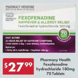 Pharmacy4Less Pharmacy Health Fexofenadine hydrochloride 180mg offer