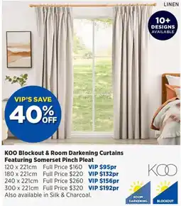 Spotlight KOO Blockout & Room Darkening Curtains Featuring Somerset Pinch Pleat offer