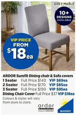 Spotlight Arder Surefit Dining chair & Sofa covers offer