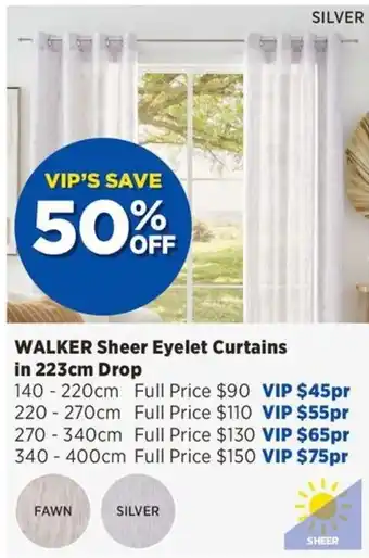 Spotlight Walker Sheer Eyelet Curtains offer